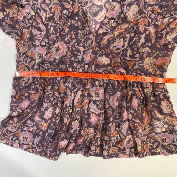 Dear John Size Small Malia Top Golden Iris Floral Multi Flowy Boho Semi Sheer - Picture 11 of 15